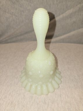 Vintage Fenton Uranium bell custard glass in the Daisy & Button pattern. 